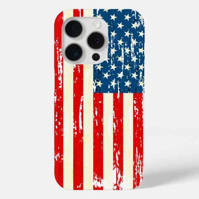 American Flag Patriotic Red White Blue Distressed Case-Mate iPhone Case (Back)