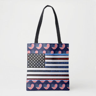 American Flag Patriotic Red White Blue Tote Bag