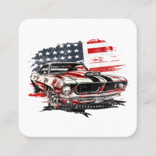 American Flag Patriotic  Square Business Card