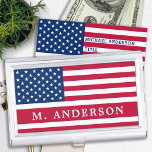 American Flag Patriotic Stars and Stripes  Business Card Holder<br><div class="desc">American Flag Business Card Case - American flag in modern red white blue design . Personalize with this US flag business card case with name. This personalized American Flag business card holder is perfect for military gifts, retirement or graduation, solider going away party. COPYRIGHT © 2020 Judy Burrows, Black Dog...</div>