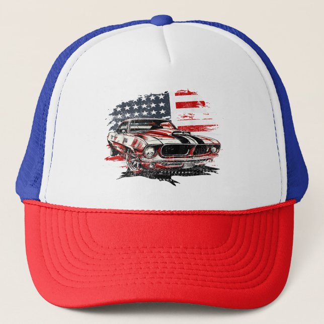 American Flag Patriotic  Trucker Hat (Front)