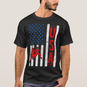 American Flag Patriotic USA Men Women Track and fi T-Shirt