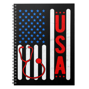 American Flag Patriotic USA Nurse Life RN LPN CNA Notebook