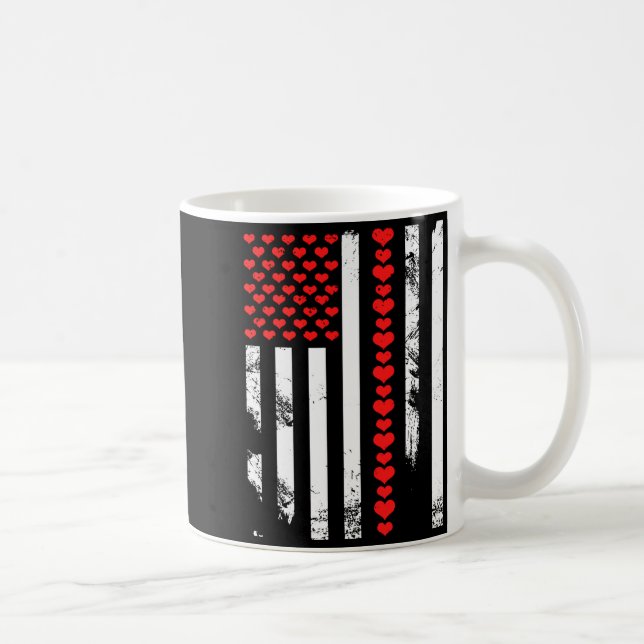 American Flag Patriotic Valentines Day Clic He  Coffee Mug (Right)