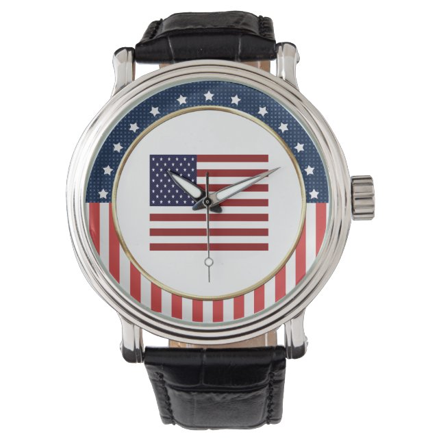 American Flag Patriotic Wrist Watch (Front)