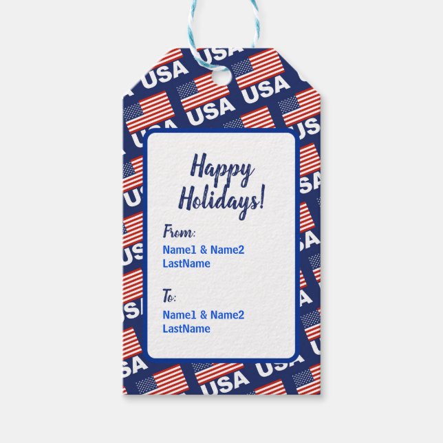 American Flag Pattern Gift Tags (Front)