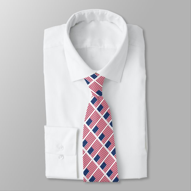 American Flag Pattern Patriotic for Fourth July Tie (Tied)