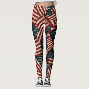 American Flag Pattern Patriotic Leggings