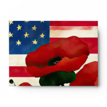 American Flag Pattern Poppy Flower Patriotic