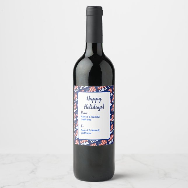 American Flag Pattern Wine Label (Front)