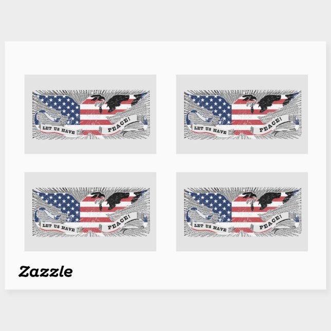 American Flag Peace Eagle Americana Patriotic Art Sticker (Sheet)