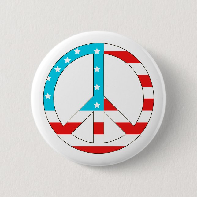 American Flag Peace Sign 2 Inch Round Button (Front)