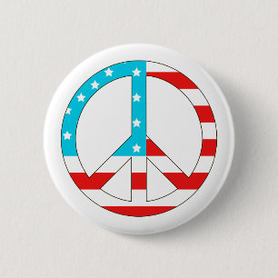 American Flag Peace Sign 2 Inch Round Button