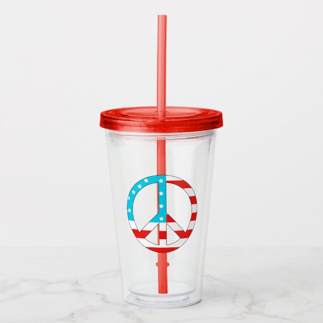 American Flag Peace Sign Acrylic Tumbler (Front)