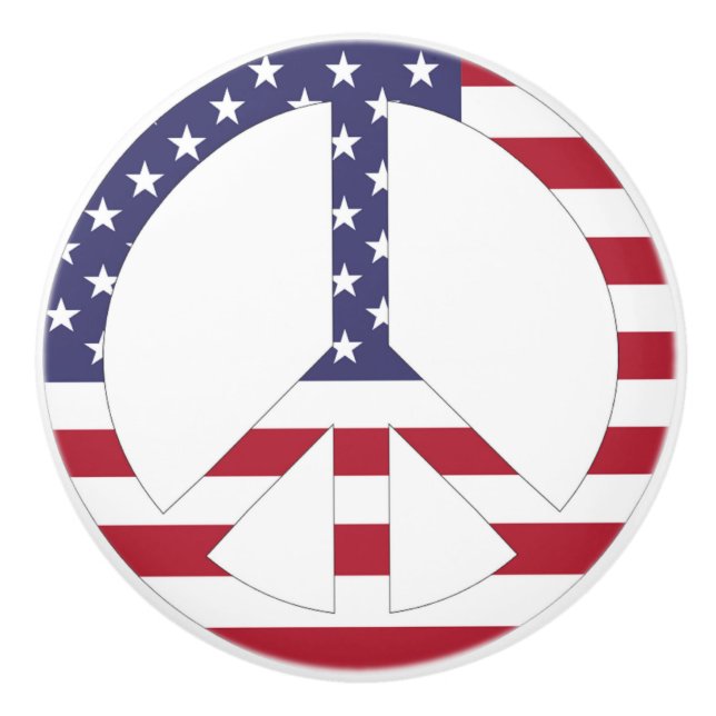 AMERICAN FLAG PEACE SIGN CERAMIC KNOB (Front)