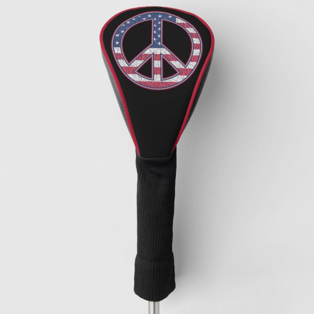 American Flag Peace Sign Golf Head Cover (Front)