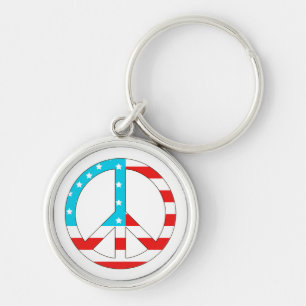 American Flag Peace Sign Keychain