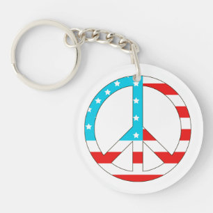American Flag Peace Sign Keychain