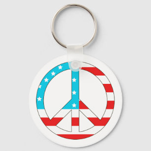 American Flag Peace Sign Keychain