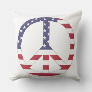 AMERICAN FLAG PEACE SIGN OUTDOOR PILLOW