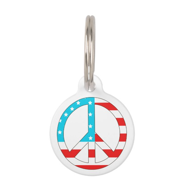 American Flag Peace Sign Pet Tag (Front)