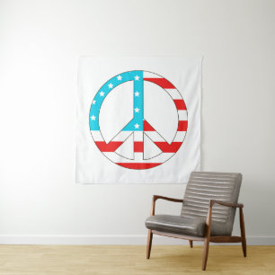 American Flag Peace Sign Tapestry