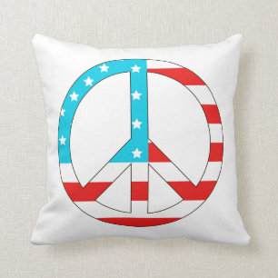 American Flag Peace Sign Throw Pillow
