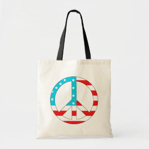 American Flag Peace Sign Tote Bag