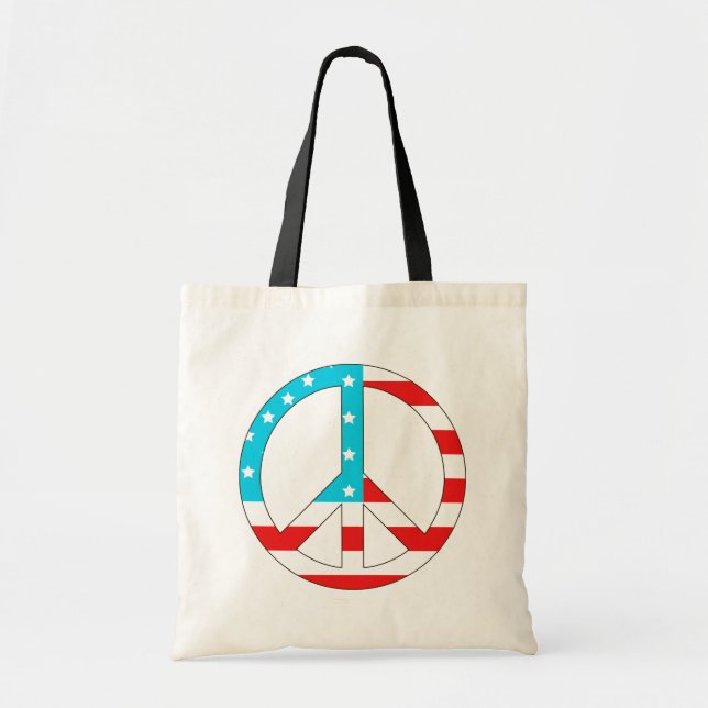 American Flag Peace Sign Tote Bag (Front)