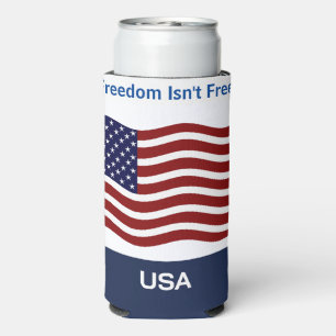 American Flag Personalize Name & Text Tall Seltzer Seltzer Can Cooler