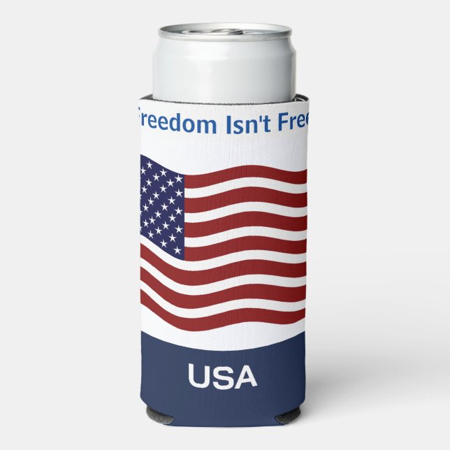 American Flag Personalize Name & Text Tall Seltzer Seltzer Can Cooler (Seltzer Back)