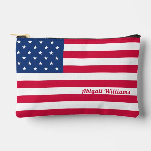 American Flag | Personalized   Accessory Pouch (Front)