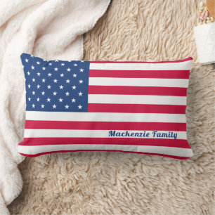 American Flag Personalized Family Lumbar Pillow