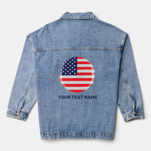 American Flag Personalized Patriotic Stars Stripes Denim Jacket
