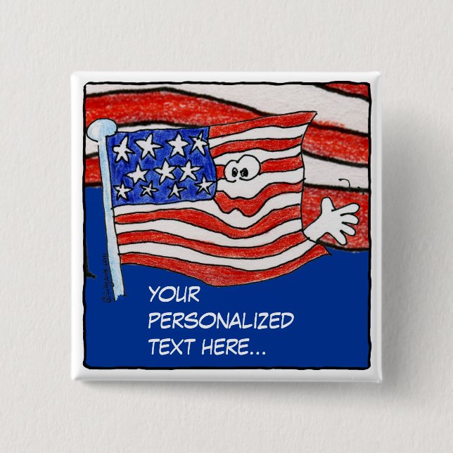 American Flag Personalized Pin /Button (Front)
