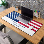 American Flag Personalized USA Military  Desk Mat<br><div class="desc">Thin Blue Line Police Desk Mat - American flag modern bred white and blue design . Personalize with military officers name. This personalized military desk mat is perfect for military branches, veterans, police departments and law enforcement officers. COPYRIGHT © 2023 Judy Burrows, Black Dog Art - All Rights Reserved. American...</div>