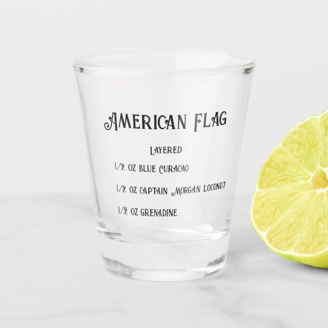 American Flag Petal Press Co Novelty Shot Glass (Front)