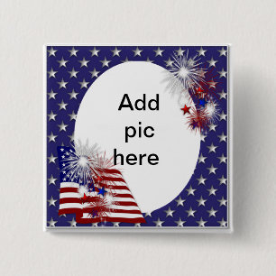 American Flag Photo Frame 2 Inch Square Button