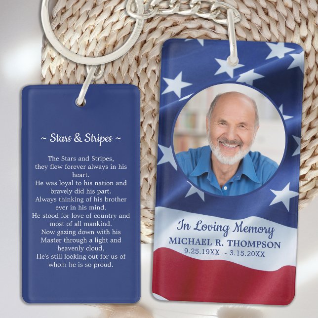 American Flag Photo Military Funeral Prayer Card Keychain (Creator Uploaded)
