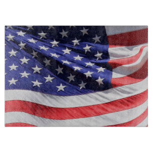 American Flag Photo   USA Red White and Blue Cutting Board