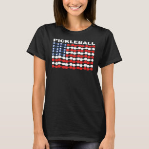 American Flag Pickleball Patriotic Red White & Blu T-Shirt