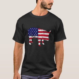 American Flag Pig Vintage Farm Animal Farmer Farmi T-Shirt