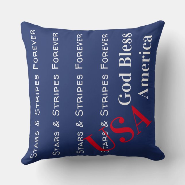 American Flag Pillow Stars & Stripes Forever (Back)