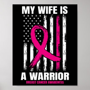 American Flag Pink Breast Cancer Awareness Wife Hu Poster