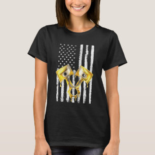 American Flag Piston Muscle Car 10 T-Shirt