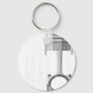 American Flag Piston Muscle Car 2 Keychain