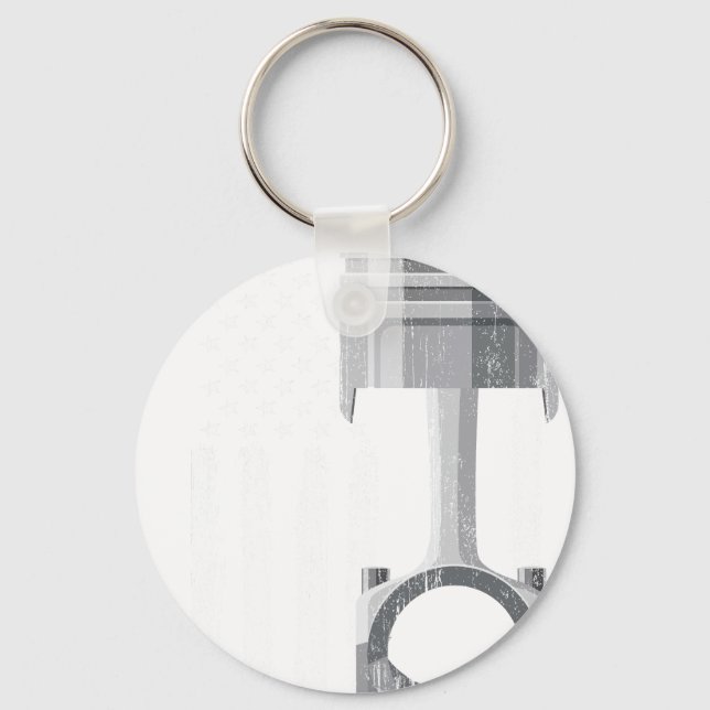 American Flag Piston Muscle Car 2 Keychain (Front)