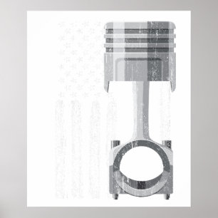 American Flag Piston Muscle Car 2 Poster