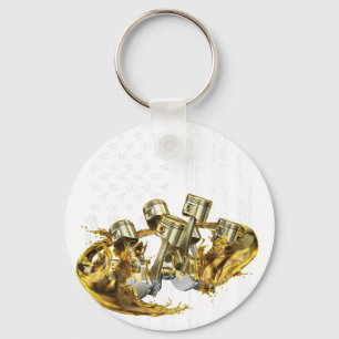 American Flag Piston Muscle Car 3 Keychain