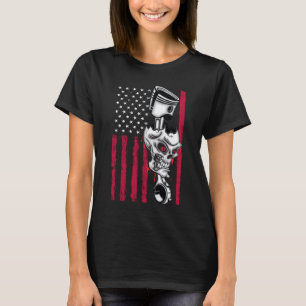American Flag Piston Muscle Car 5 T-Shirt